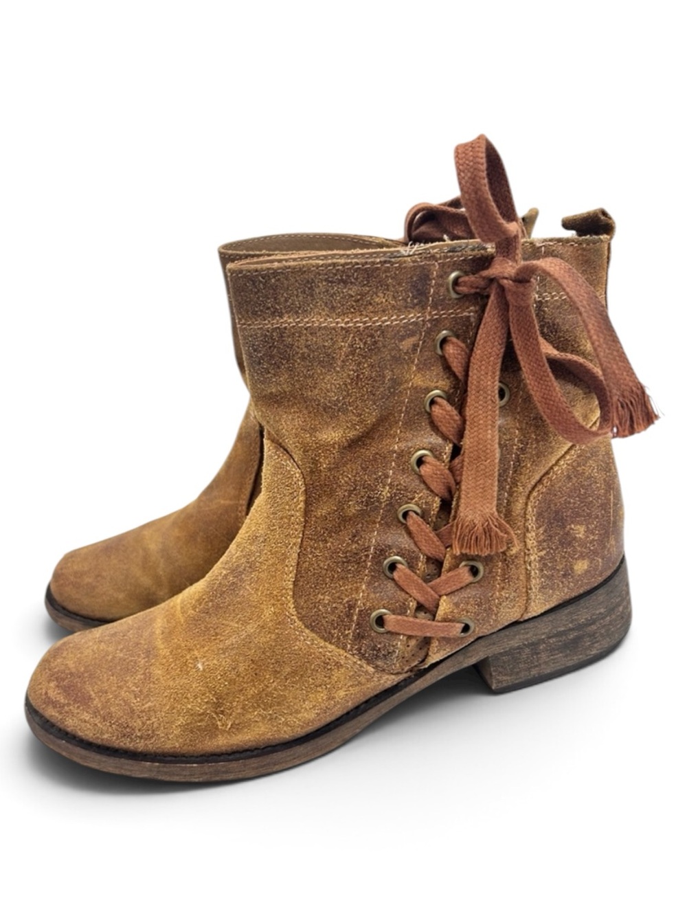 Aldo Womens Distressed Leather Western Ankle Boots Size 38 7.5